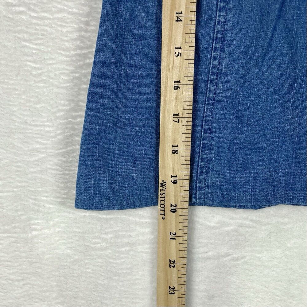 Draper James Denim Shirt Womens 4 Blue Ruffle Preppy Resort Vacation Country - Picture 6 of 9